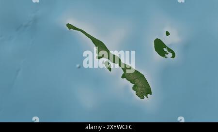 Pulau Gebe im Halmahera-Meer auf einer farbigen Höhenkarte Stockfoto