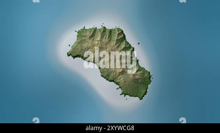 Gough Island im Südatlantik auf einer farbigen Höhenkarte Stockfoto