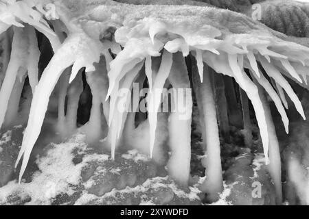 Eisstrukturen am Tornetraesk-See, Norrbotten, Lappland, Schweden, Januar 2014, Europa Stockfoto