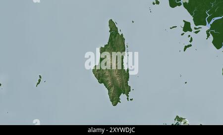 Ko Tarutao Island in der Malakka-Straße auf einer farbigen Höhenkarte Stockfoto