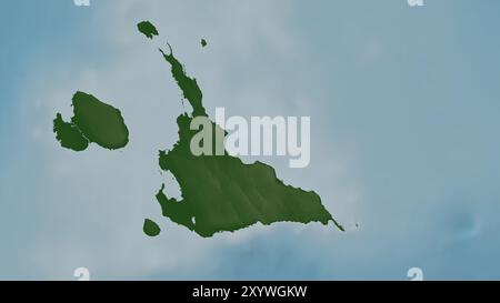 Miyakojima in der Philippinischen See auf einer farbigen Höhenkarte Stockfoto