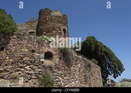 Chateau des Seigneurs de Fos, Burgruinen, in Privatbesitz, Bormes-les-Mimosas, Provence-Alpes-Cote d'Azur, Frankreich, Europa Stockfoto