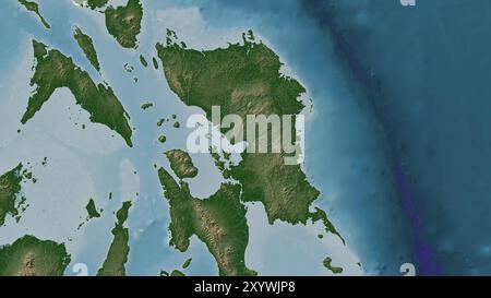 Samar Island in der Philippinischen See auf einer farbigen Höhenkarte Stockfoto