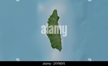 Isla Santa Catalina im Golf von Kalifornien auf einer farbigen Höhenkarte Stockfoto