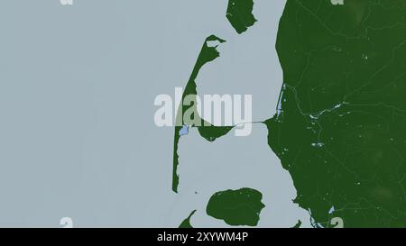 Sylt Island in der Nordsee auf einer farbigen Höhenkarte Stockfoto
