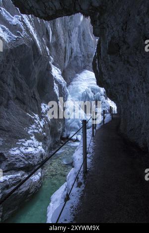 Winter in der Partnachschlucht, Bayern Stockfoto