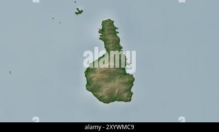 Pulau Tioman im Südchinesischen Meer auf einer farbigen Höhenkarte Stockfoto