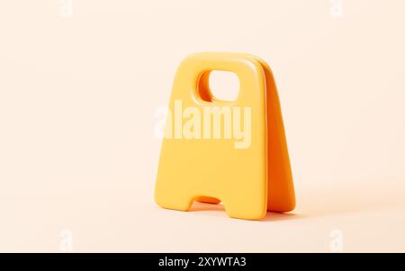 Gelbe Warntafel mit Zeichentrickfilm, 3D-Rendering. 3D-Abbildung. Stockfoto