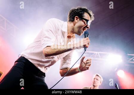 Beal, Großbritannien. 30. August 2024. Die Impfungen werden auf dem Lindisfarne Festival durchgeführt, das jährlich auf der Beal Farm an der Northumberland Coast stattfindet. Foto: Thomas Jackson/Alamy Live News Stockfoto