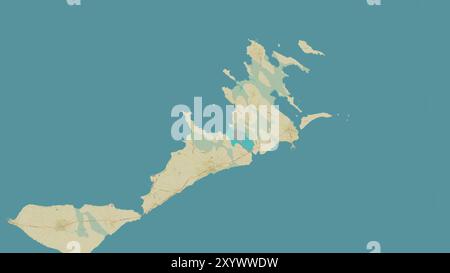 Chergui Island im Mittelmeer - östliches Becken auf einer topografischen Karte im humanitären OSM-Stil Stockfoto