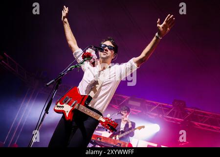 Beal, Großbritannien. 30. August 2024. Die Impfungen werden auf dem Lindisfarne Festival durchgeführt, das jährlich auf der Beal Farm an der Northumberland Coast stattfindet. Foto: Thomas Jackson/Alamy Live News Stockfoto