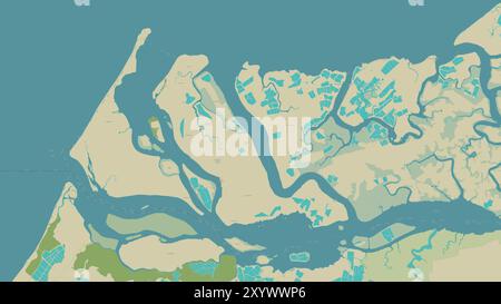Isla Costa Rica im Südpazifik auf einer topografischen Karte im humanitären OSM-Stil Stockfoto