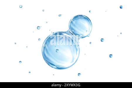 Blaue Glaskugeln, abstrakte Moleküle, 3D-Rendering. 3D-Abbildung. Stockfoto