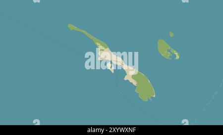 Pulau Gebe im Halmahera-Meer auf einer topografischen Karte im humanitären OSM-Stil Stockfoto