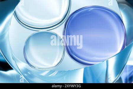 Abstrakte transparente Glaskugeln, 3D-Rendering. 3D-Abbildung. Stockfoto