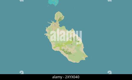 Isola di Vulcano im Tyrrhenischen Meer auf einer topografischen Karte im humanitären OSM-Stil Stockfoto