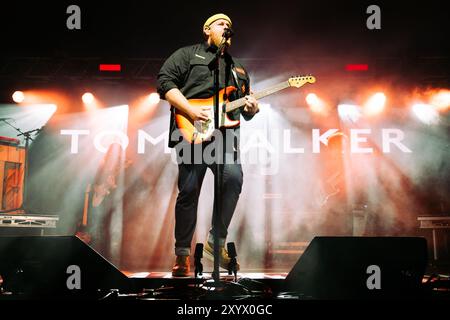 Beal, Großbritannien. 30. August 2024. Tom Walker tritt beim Lindisfarne Festival auf, das jährlich auf der Beal Farm an der Northumberland Coast stattfindet. Foto: Thomas Jackson/Alamy Live News Stockfoto