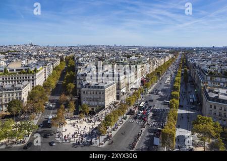 Blick auf die Basilika Sacre-Coeur in Paris, Frankreich, Europa Stockfoto