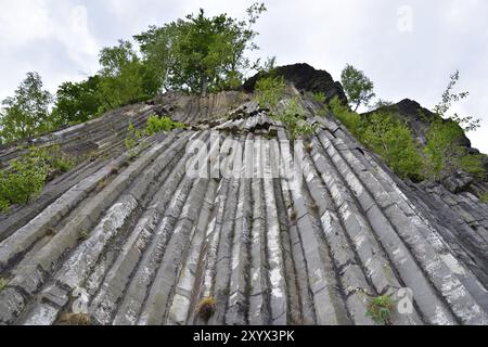 Basaltgestein. Detail, geologisch. Zlaty vrch. Der Goldberg in Nordböhmen Stockfoto