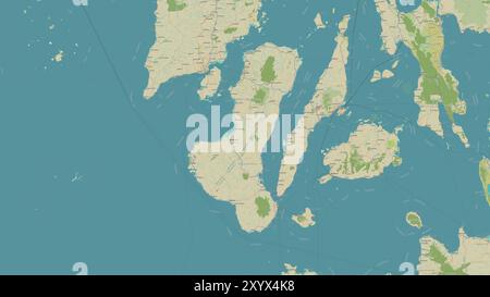 Negros Island in der Sulu-See auf einer topografischen Karte im humanitären OSM-Stil Stockfoto