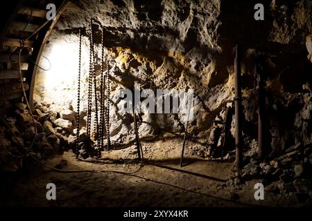 Nowa Ruda, Polen - 4. August 2024 - Kohlebergbau-Tunnel Stockfoto