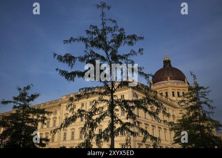 Deutschland, Berlin, 15.07.2024, Berliner Stadtschloss / Humboldt-Forum, hinter Bäumen, Europa Stockfoto