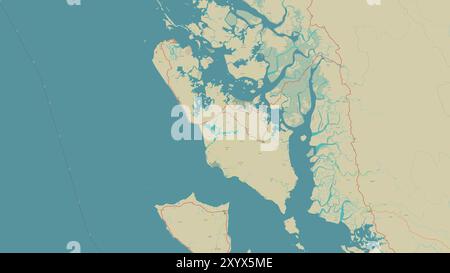 Ramree Island in der Bucht von Bengalen auf einer topografischen Karte im humanitären OSM-Stil Stockfoto