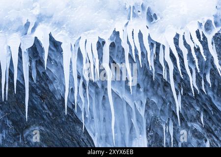 Eisstrukturen am Tornetraesk-See, Norrbotten, Lappland, Schweden, Januar 2014, Europa Stockfoto