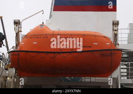 Rettungsboot eines Tankers Stockfoto