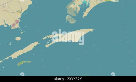 Vinh Thuc Island im Südchinesischen Meer auf einer topografischen Karte im humanitären OSM-Stil Stockfoto