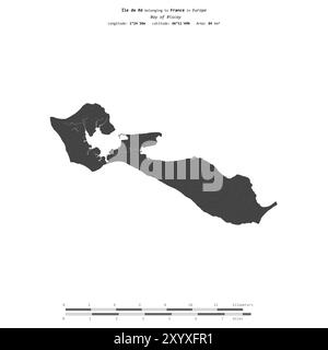 Ile de Re im Golf von Biskaya, das zu Frankreich gehört, isoliert auf einer zweistufigen Höhenkarte mit Entfernungsskala Stockfoto