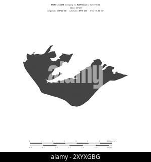 Snake Island in der Bass Strait, die zu Australien gehört, isoliert auf einer zweistufigen Höhenkarte mit Entfernungsskala Stockfoto