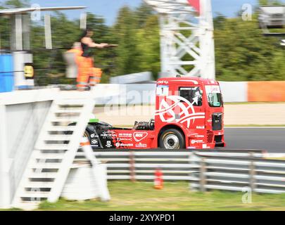 Most, Tschechische Republik. 31. August 2024. Norbert Kiss (Ungarn) tritt am 31. August 2024 in Most (Tschechische Republik) an einem Rennen der Truck Racing-Europameisterschaft (Czech Truck Prix 2024) an. Quelle: Jan Stastny/CTK Photo/Alamy Live News Stockfoto