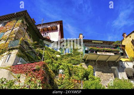 Gandria kleines Fischerdorf am Luganersee, Schweiz, Gandria kleines Dorf am Luganersee, Schweiz, Europa Stockfoto