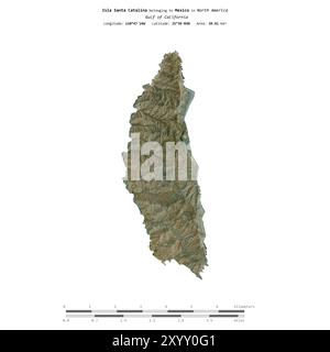 Isla Santa Catalina im Golf von Kalifornien, zu Mexiko gehört, isoliert auf einem Satellitenbild, das am 23. Oktober 2023 mit Entfernungsskala aufgenommen wurde Stockfoto