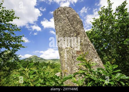 Menhir of Counozouls, Aude Valley, Roussillon, Pyrenees Orientales, Frankreich, Europa Stockfoto