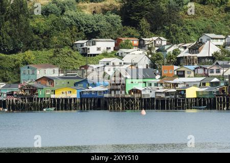 Palafitos, Castro, Archipielago de Chiloe, Provincia de Chiloe, Region de Los Lagos, Patagonien, Republica de Chile, America del Sur Stockfoto