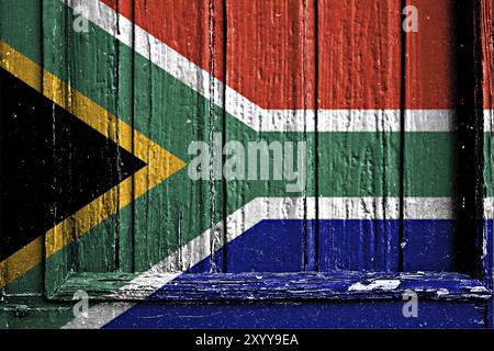 Flagge von Südafrika auf Holzrahmen gemalt Stockfoto