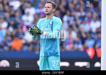 Bochum, Deutschland. 31. August 2024. Fußball 1. Bundesliga 2. Spieltag VfL Bochum - Borussia Mönchengladbach am 31.08.2024 im Vonovia Ruhrstadion in Bochum Patrick Drewes ( Bochum ) DFL-Vorschriften verbieten jede Verwendung von Fotografien als Bildsequenzen und/oder Quasi-Video. Foto: Revierfoto Credit: ddp Media GmbH/Alamy Live News Stockfoto