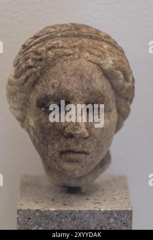 Representacion de la diosa Venus, Museo-Centro de Interpretacion del parque arqueologico de Segobriga, Saelices, Cuenca, Castilla-La Mancha, Spanien, Eu Stockfoto