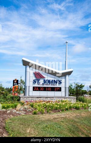 Willkommen am St. John's International Airport Schild in St. John's, Neufundland & Labrador, Kanada Stockfoto