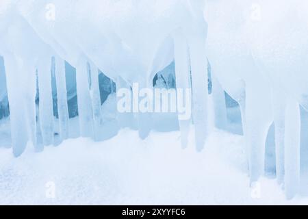 Eisstrukturen am Tornetraesk-See, Norrbotten, Lappland, Schweden, Januar 2014, Europa Stockfoto