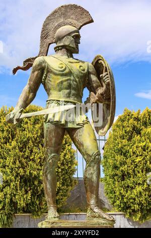 Sparta, Griechenland, 29. März 2019: Statue von Leonidas, König von Sparta auf dem Peloponnes, Europa Stockfoto