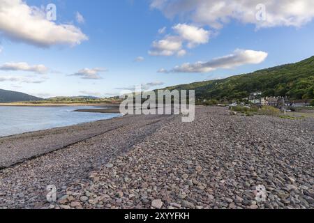 Blick vom Kiesstrand in Porlock Wehr, Somerset, England, Großbritannien Stockfoto