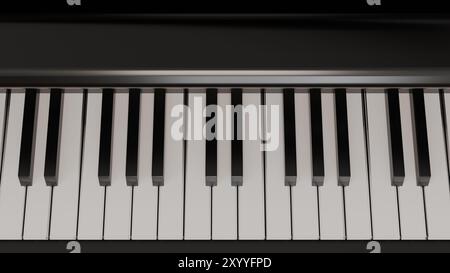 Blick von oben auf die Tasten eines klassischen Klaviers. Perfekt für Banner, Websites, Marketingmaterialien und alle Projekte im Zusammenhang mit Musik oder Musikinstrumenten. Stockfoto