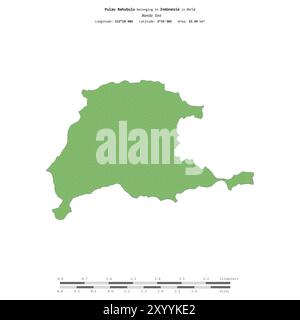 Pulau Bahubulu in der Banda-See, gehört zu Indonesien, isoliert auf einer topografischen Karte im OSM-Standard mit Entfernungsskala Stockfoto