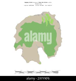 Die Insel Bagabag in der Bismarcksee, die zu Papua-Neuguinea gehört, isoliert auf einer topografischen Karte im OSM-Standard mit Entfernungsskala Stockfoto