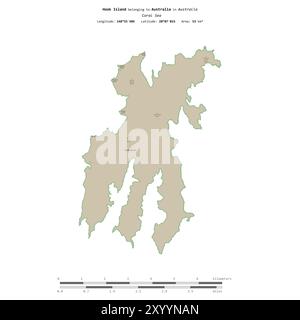 Hook Island in der Korallensee, die zu Australien gehört, isoliert auf einer topografischen Karte im OSM-Standard mit Entfernungsskala Stockfoto