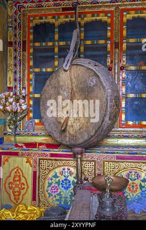Gebet drum in einem buddhistischen Tempel, Ladakh Stockfoto