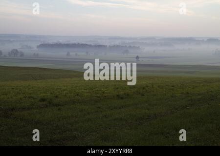 Felder in Bayern im Herbst Nebel Stockfoto